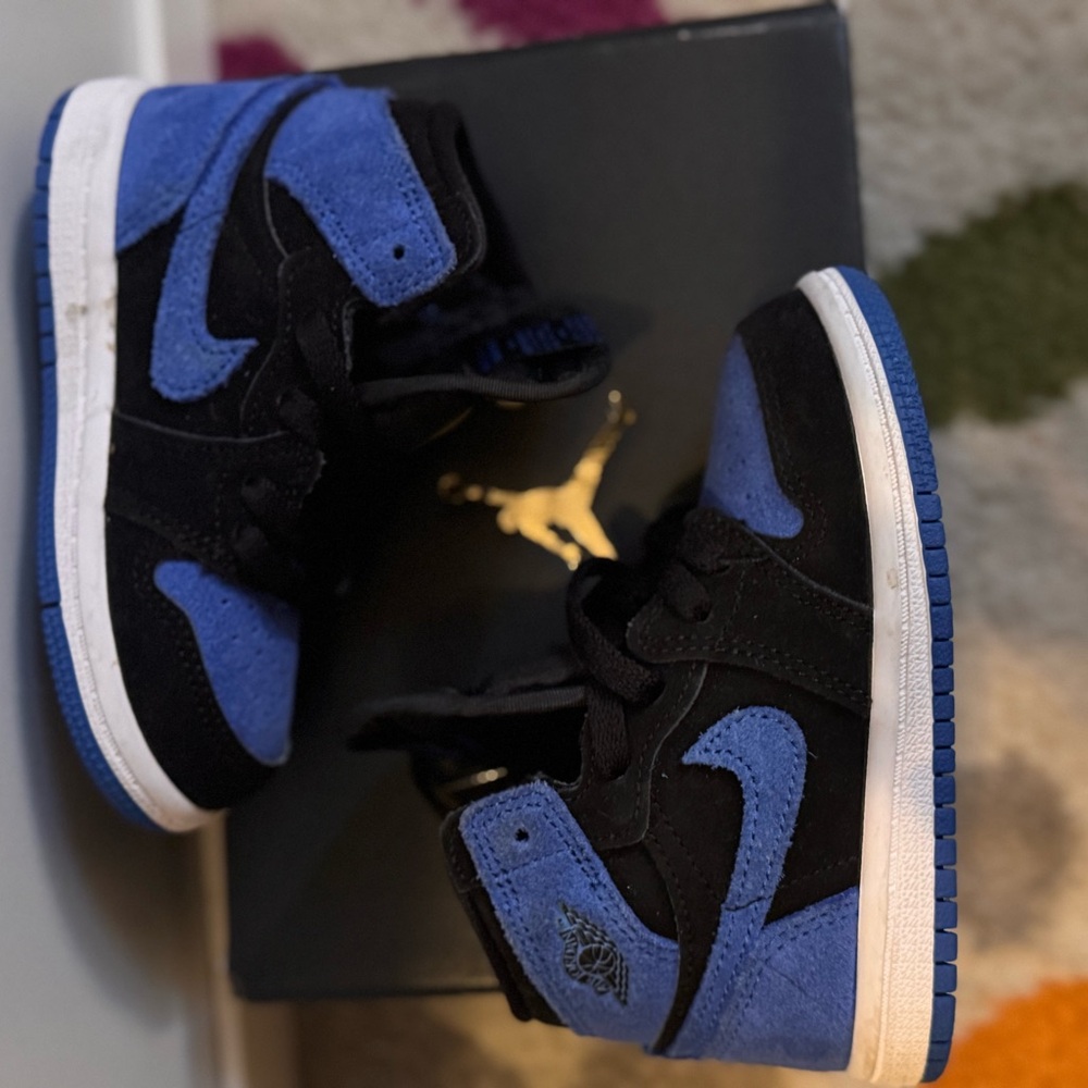 Jordan Black and Blue High-Top Sneakers